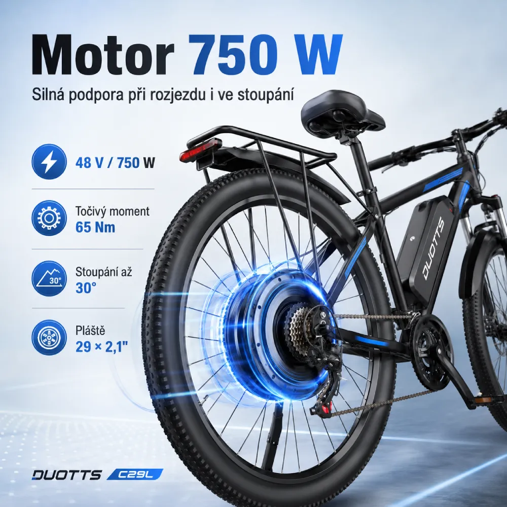 DUOTTS C29L motor 750 W a točivý moment 65 Nm