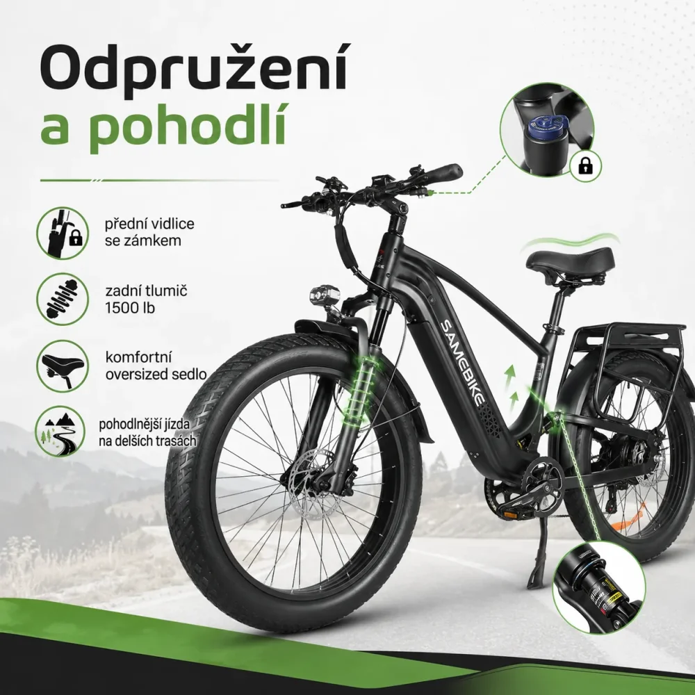SAMEBIKE STORM odpružení a pohodlí