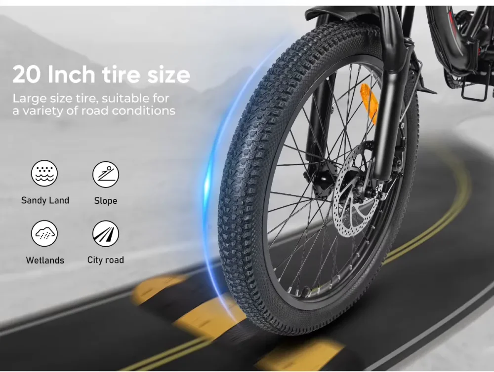 Samebike CY20 – pláště 20x2,35 a mechanické kotoučové brzdy